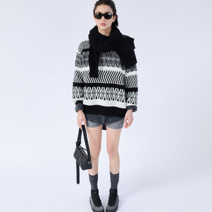 毛衣B844 秋冬长袖 322WORKHOUSE羊毛费尔岛提花针织衫 女士2025新款