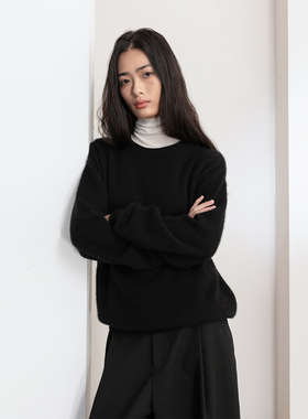 322WORKHOUSE丝羊绒圆领针织衫女2024新款秋冬绒感毛衣上衣B523