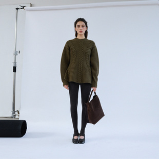 针织衫 秋冬修身 上衣R817 绞花毛衣女2025新款 322WORKHOUSE羊毛长袖