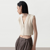 322WORKHOUSE女士针织背心女2025新款 春夏V领简约无袖 马甲女B097