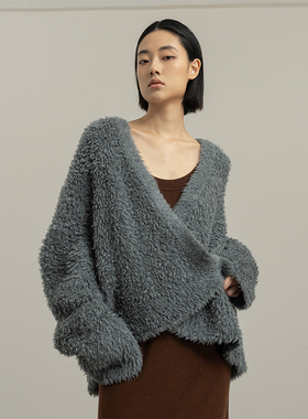 322WORKHOUSE羊毛厚款针织开衫女士2025秋冬高级感慵懒风外套B206