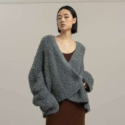 322WORKHOUSE羊毛厚款针织开衫女士2025秋冬高级感慵懒风外套B206