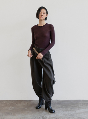 322WORKHOUSE羊毛针织圆领打底衫女士2025早秋轻薄针织上衣B450