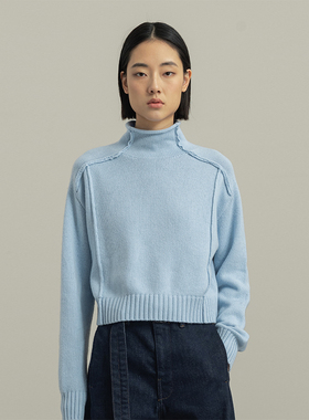 322WORKHOUSE羊毛混纺复古针织衫女2024新款秋冬高领打底衫B207