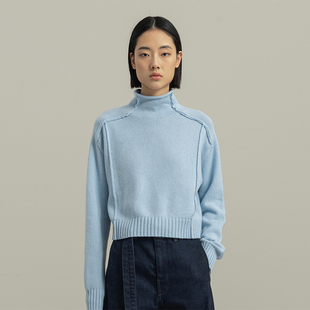 B207 秋冬高领打底衫 322WORKHOUSE羊毛混纺复古针织衫 女2024新款