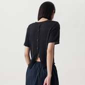 女2025新款 322WORKHOUSE针织薄款 套头衫 春夏气质后背开襟T恤B100