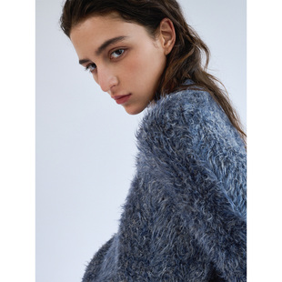 慵懒针织衫 秋冬厚款 上衣B814 长毛毛衣女2025新款 322WORKHOUSE长袖