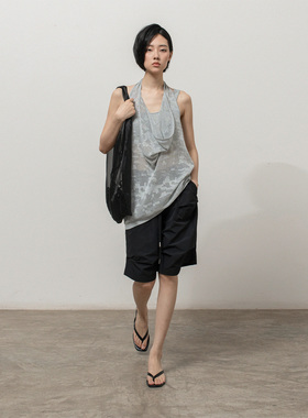 322WORKHOUSE镂空荡领挂脖背心女士2025新款夏季薄款无袖上衣B727