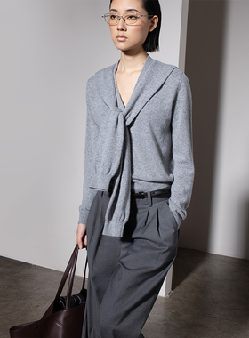 322WORKHOUSE纯山羊绒针织V领开衫女2024新款早秋假两件上衣B397