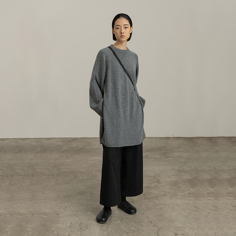 羊毛羊绒针织长款套头衫