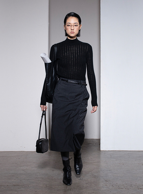 322WORKHOUSE纯山羊绒针织半高领打底衫女2024新款早秋套头衫B396