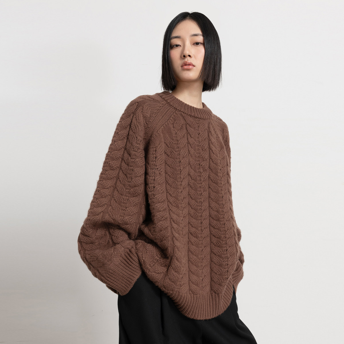 322WORKHOUSE羊毛宽松针织衫女2025新款秋季纯色加厚毛衣上衣B559,女装/女士精品,毛针织衫,淘宝优惠券,粉丝福利购,淘宝优惠卷