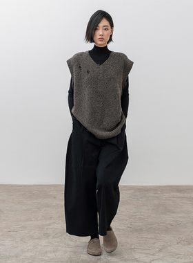 322WORKHOUSE圈圈纱羊毛针织马甲女2024新款秋冬纯色无袖上衣B492