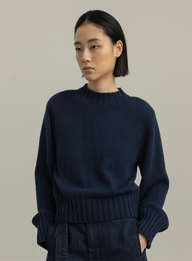 322WORKHOUSE羊毛短款长袖针织衫女2025新款秋季厚款纯色毛衣B202