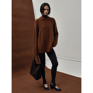 B865 针织衫 322WORKHOUSE羊毛混纺慵懒绞花毛衣女2025新款 秋冬长袖