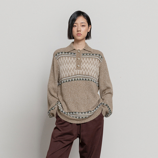 Polo衫 322WORKHOUSE羊毛费尔岛毛衣女2025新款 针织衫 长袖 B514 秋季