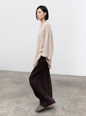 322WORKHOUSE黑色羊毛针织半身裙女2025新款秋季直筒长款裙B508