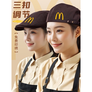 帽子餐饮专用厨师工作帽服务员防油烟掉头发奶茶店餐馆贝雷帽定制