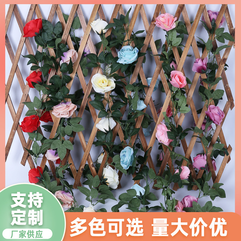 仿真玫瑰假花藤条蔓壁挂缠绕空调水管道遮挡装饰客厅吊顶塑料植物