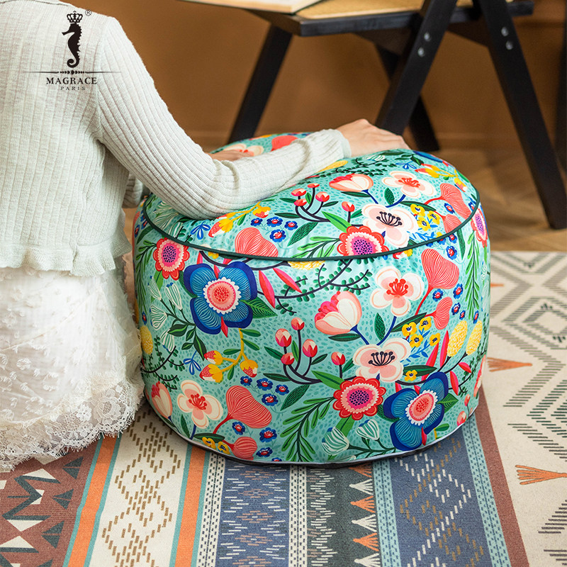 法国MAGRACE绿荫满庭系列坐墩客厅坐垫地毯蒲团多用抱枕可拆洗
