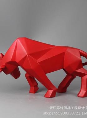 高档北欧树脂桌面工艺品家居客厅办公室牛气冲天创意场景摆件