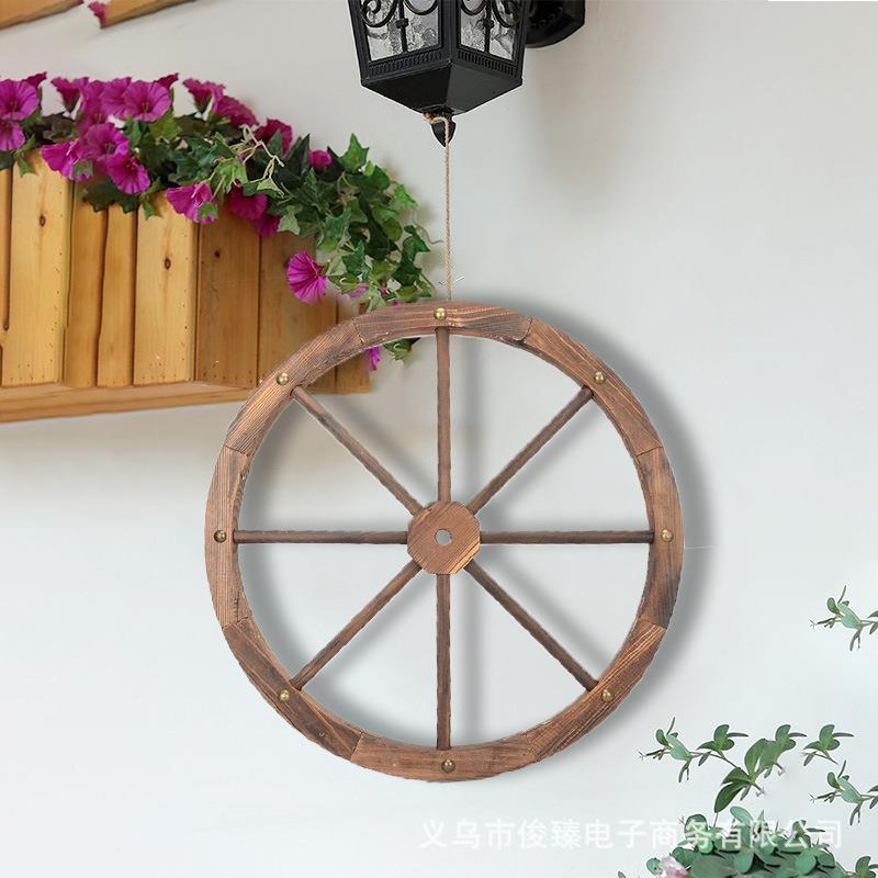 婚庆园艺拍摄背景墙装饰复古轮子日式杂货酒吧餐厅布置木质工艺品