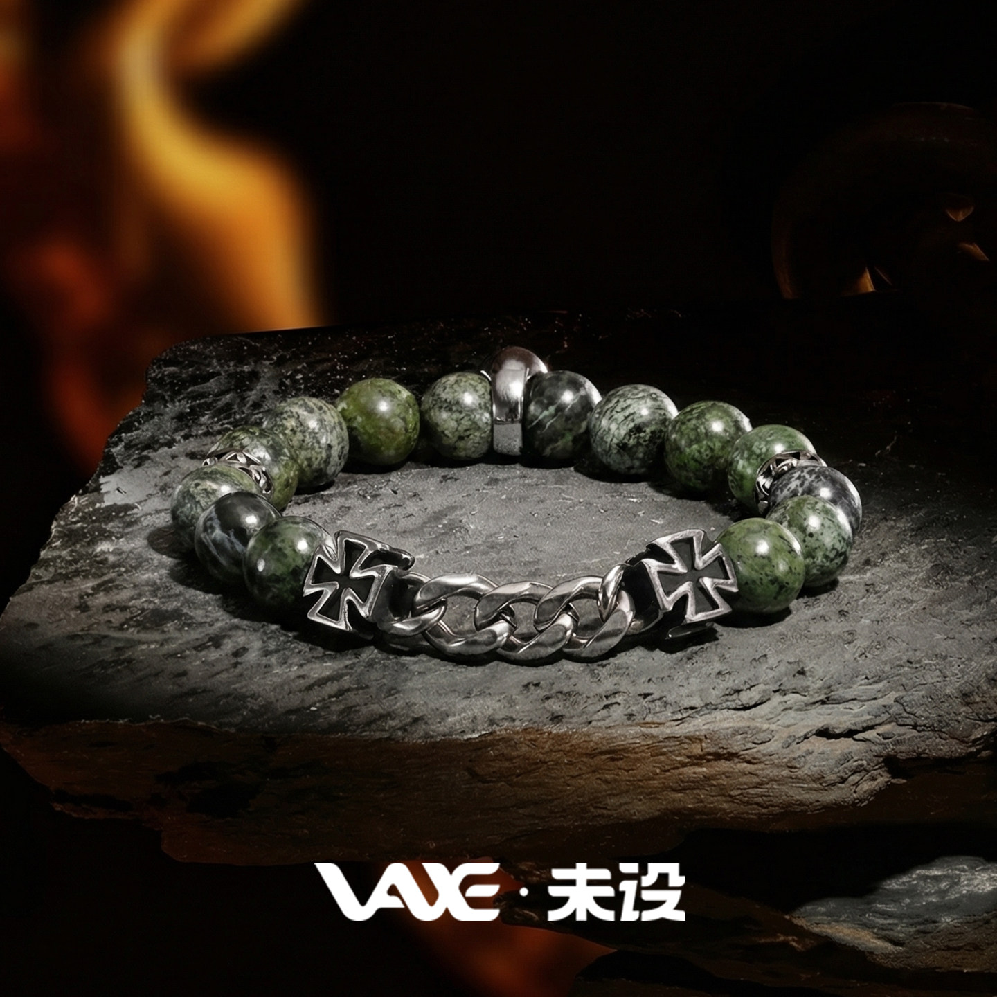 未设VAXE「叛逆」原创做旧潮酷骷髅头手链手串情侣送男友生日礼物