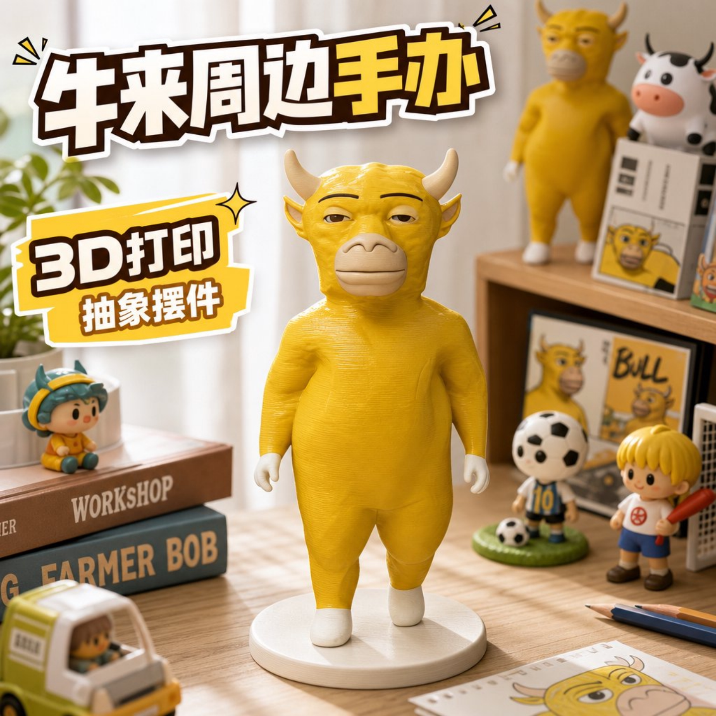 牛来周边搞怪创意手办摆件礼物