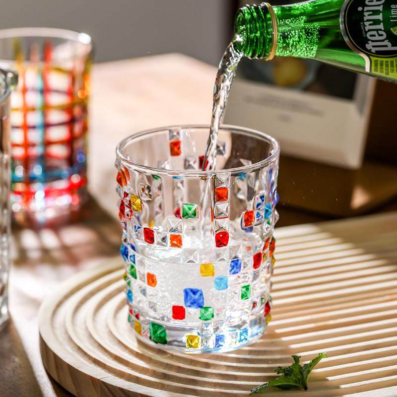 意大利玻璃杯高级感女生彩绘啤酒杯果汁杯家用轻奢小众情侣喝水杯,餐饮具,玻璃杯,淘宝优惠券,粉丝福利购,淘宝优惠卷