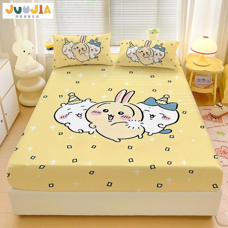 日单吉伊卡哇chiikawa卡通可爱床笠磨毛学生宿舍保护套全包床垫套