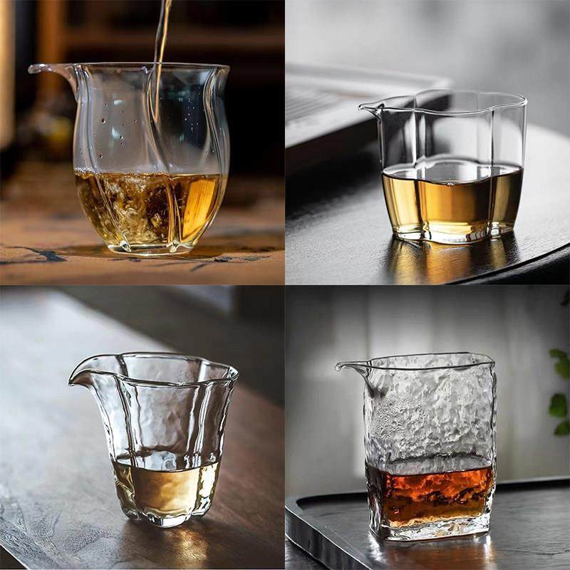 日式扁口冰川纹理公道杯手工四方茶海分茶器冰裂纹玻璃功夫茶具,餐饮具,公道杯,淘宝优惠券,粉丝福利购,淘宝优惠卷
