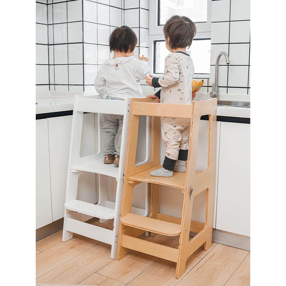 儿童洗漱台蒙氏多功能折叠学习塔宝宝厨房垫脚凳实木防滑洗手台阶
