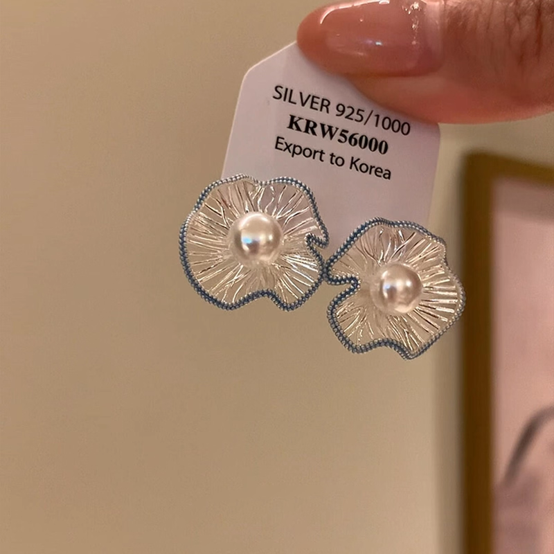 法式蓝色镂空卷叶边花朵耳钉2025新款爆款高级感复古宫廷风耳环女,饰品/流行首饰/时尚饰品新,耳钉,淘宝优惠券,粉丝福利购,淘宝优惠卷