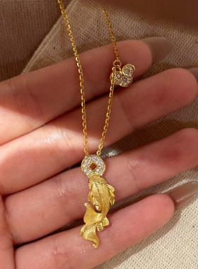 新中式国风金色钱币锦鲤项链2025