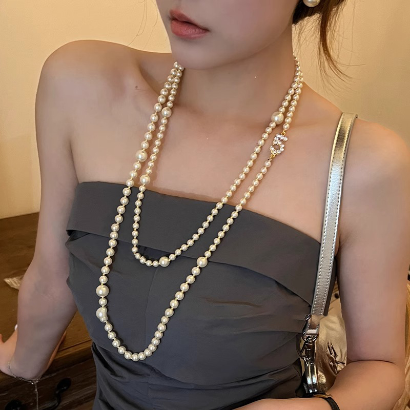 叠戴多层长款珍珠项链女2025新款