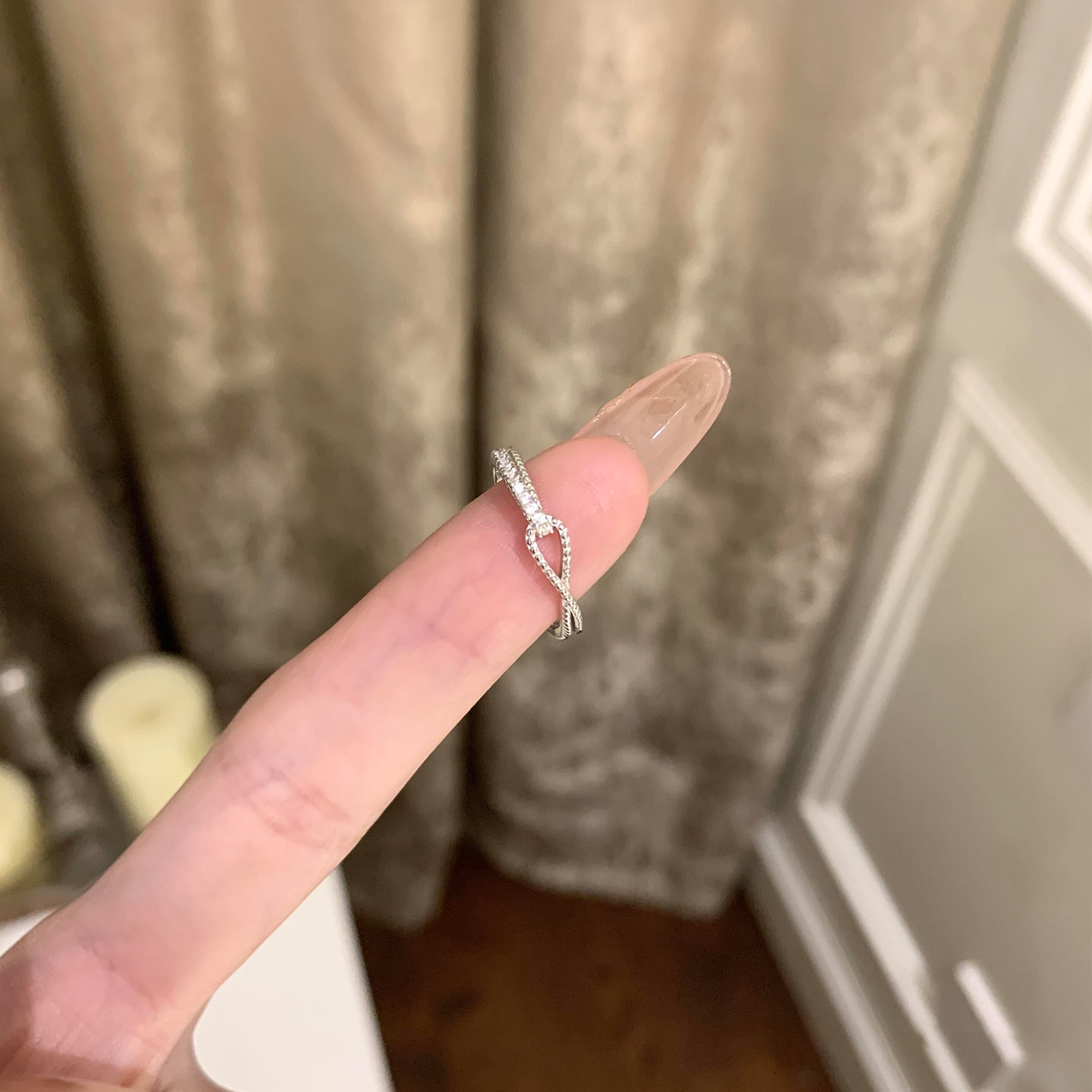 爆闪交叉锆石戒指小众设计感精致