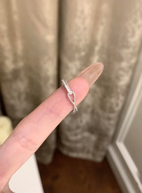 爆闪交叉锆石戒指小众设计感精致