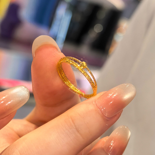 金色细闪环绕戒指女2025新款高级感独特日常通勤ins潮流多圈指环
