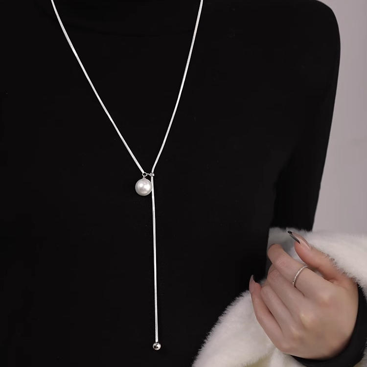抽拉式长款珍珠项链女款2025新款