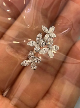 银色爆闪满钻蝴蝶戒指女2026新款