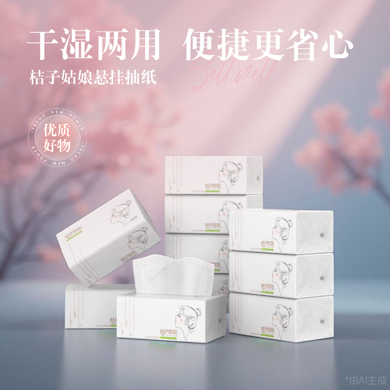 桔子姑娘大包抽纸整箱批发加大加厚餐巾纸5层家用面巾纸生活用纸