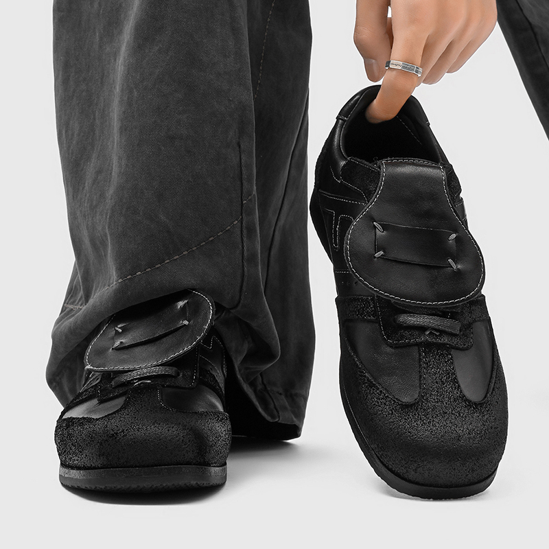 德训鞋男士款2025新款复古翻盖休闲鞋方头德比鞋拳击训练鞋阿甘鞋