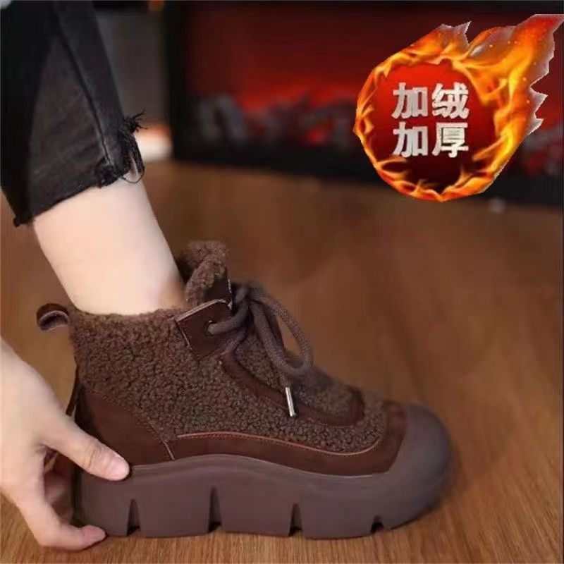 雪地靴女款冬季绒面加绒棉鞋2025新款厚底高帮马丁靴软底防滑短靴,女鞋,时尚雪地靴,淘宝优惠券,粉丝福利购,淘宝优惠卷