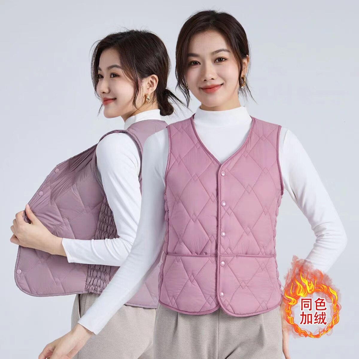 冬季羽绒棉马甲女士羊羔绒加厚