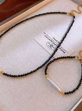 天然石蝴蝶结水晶项链复古轻奢高级感锁骨链小众百搭气质饰品爆款