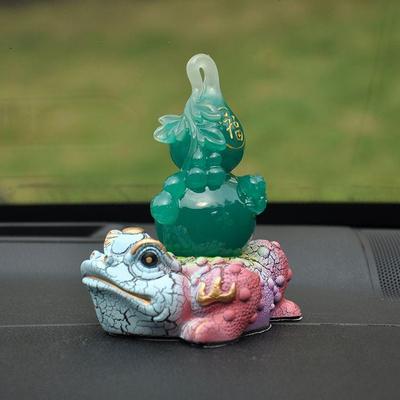 创意汽车摆件福禄金蟾摆件仿玉石树脂工艺品沙金蟾蜍招财风水摆件