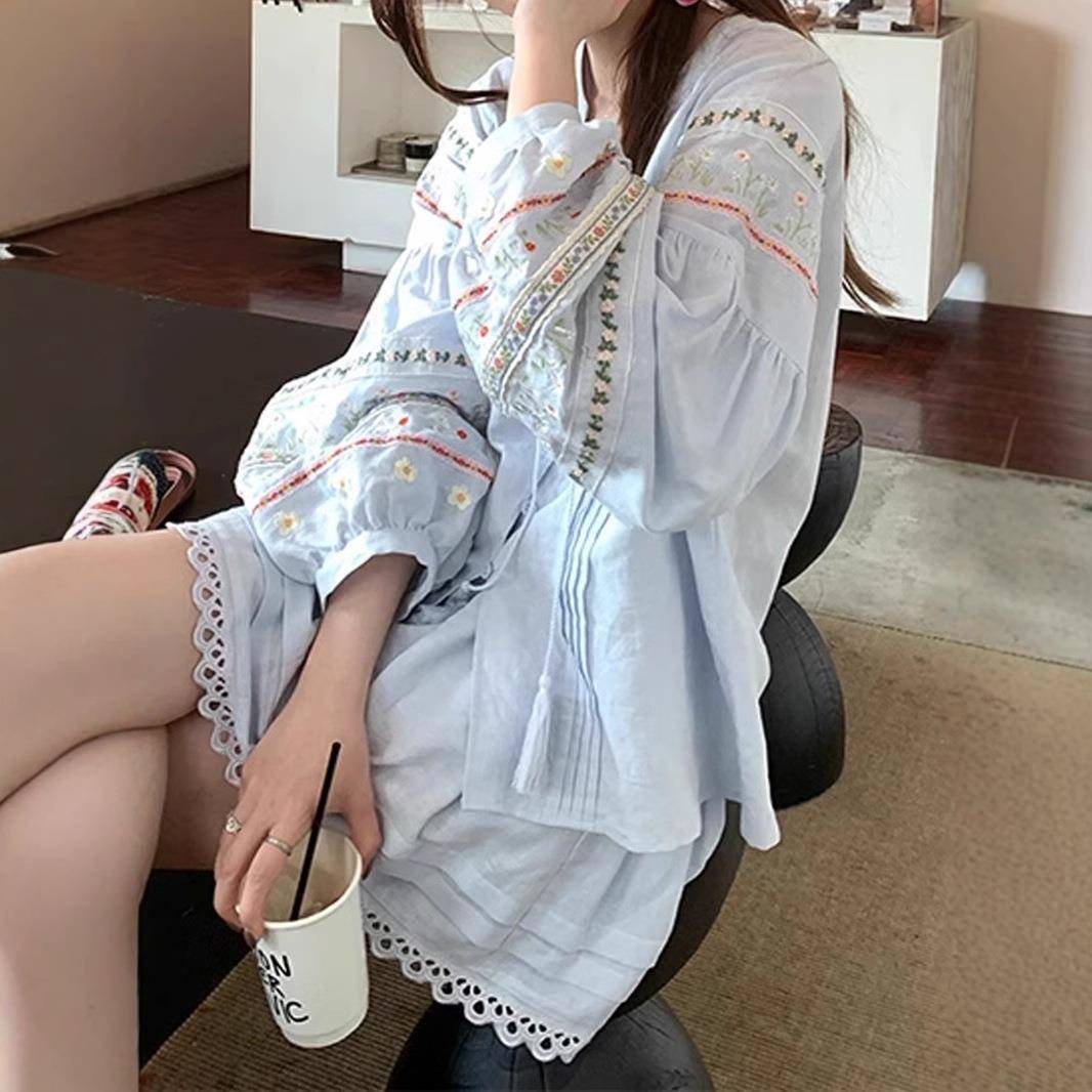新款超重工！斯米兰花境~亚麻棉时尚套装