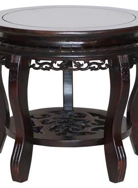 红木摆件底座工艺品 花瓶实木圆形黑檀鸡翅虎头几 花盆小花架