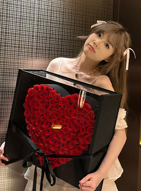 99朵红玫瑰永生花束高档礼盒