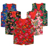 东北大花布马甲男女坎肩民族风舞台演出服二人转表演网红嘻哈年会